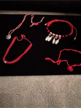 Red Braided Charm Bracelets- Unbranded
